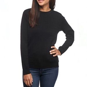 NWOT Kim Rogers Cable Knit Crewneck Sweater New Solid Black Pullover Basic